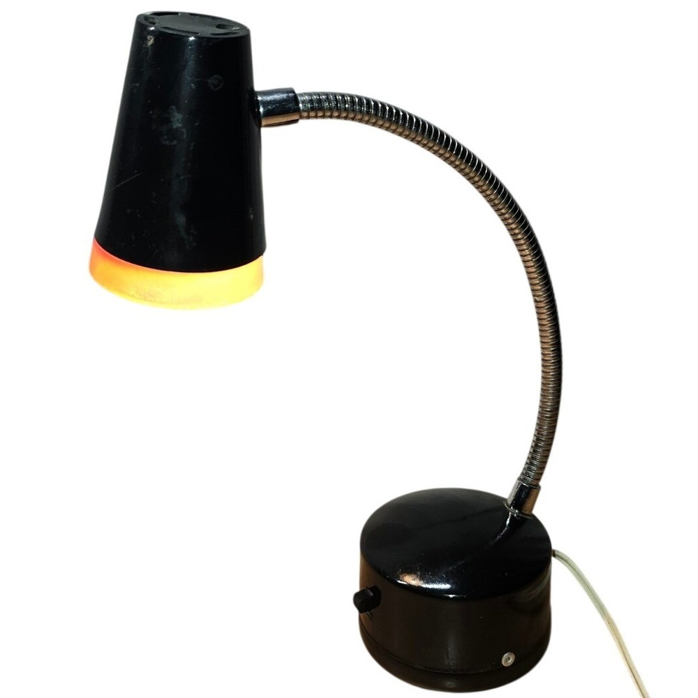 Vintage Penetray Cone Black Mini Desk Gooseneck Lamp Mid-Century MCM‎ 1960s 14"